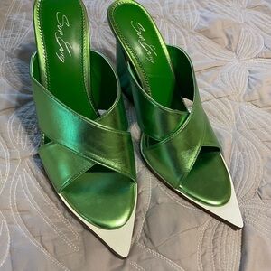 Green and White Women's Heels